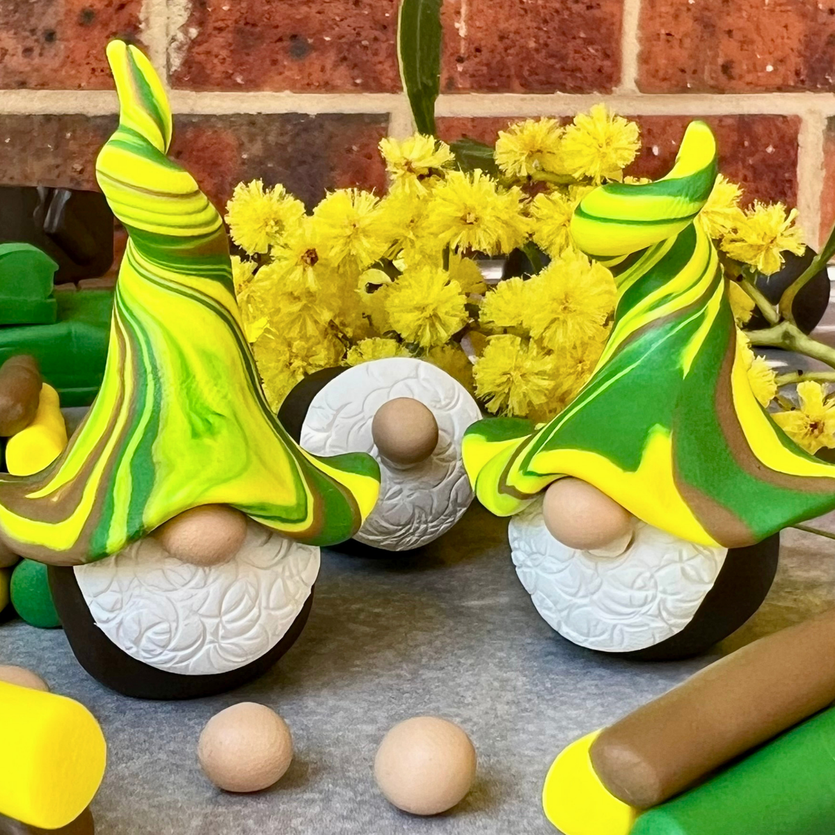 Gnomes of Wattlewood - Polymer Clay Gnome trios