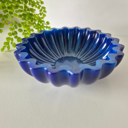 Cobalt Blue Shimmer Fluted Trinket Bowl