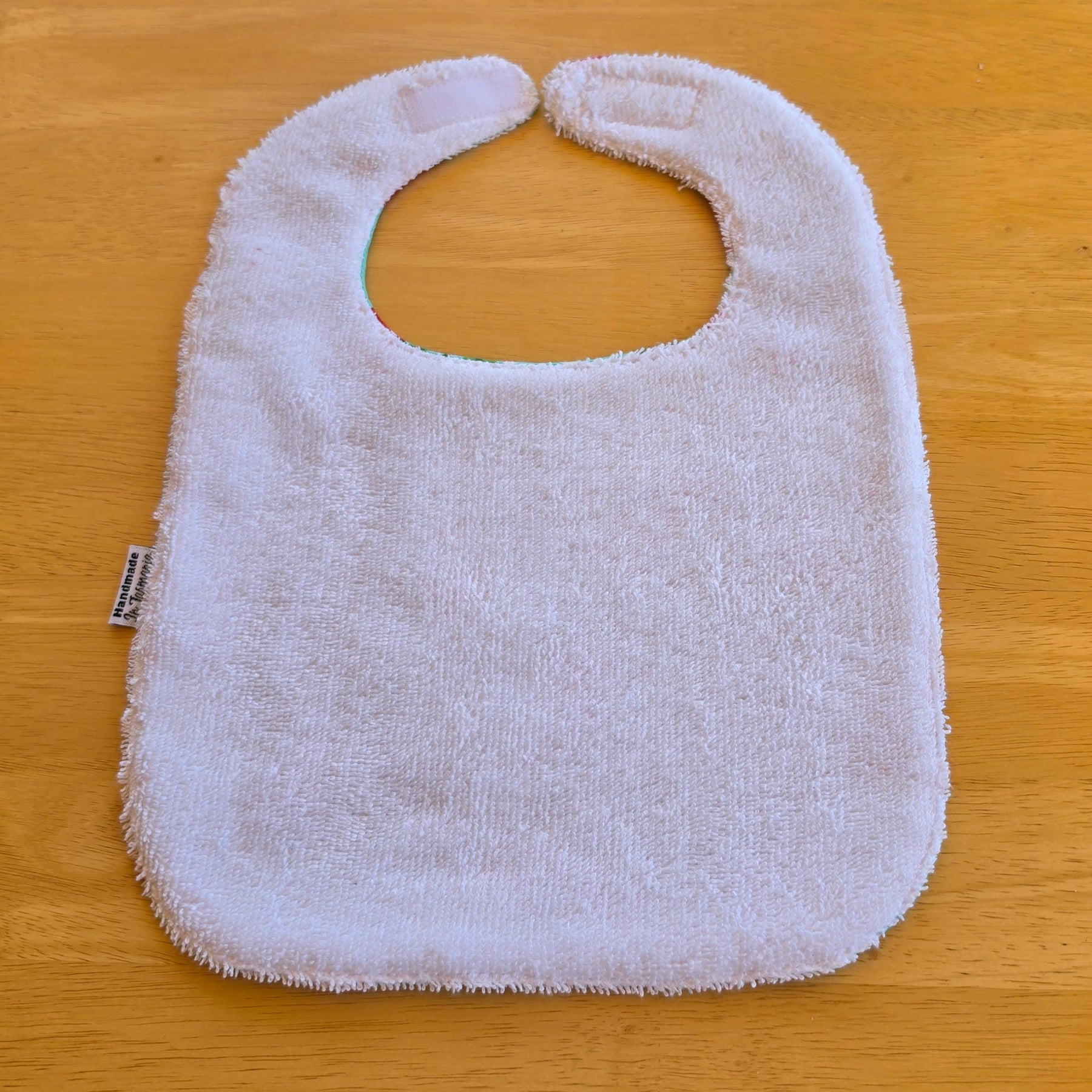 Handmade Baby Bib – Red Cherries on the Prettiest Green