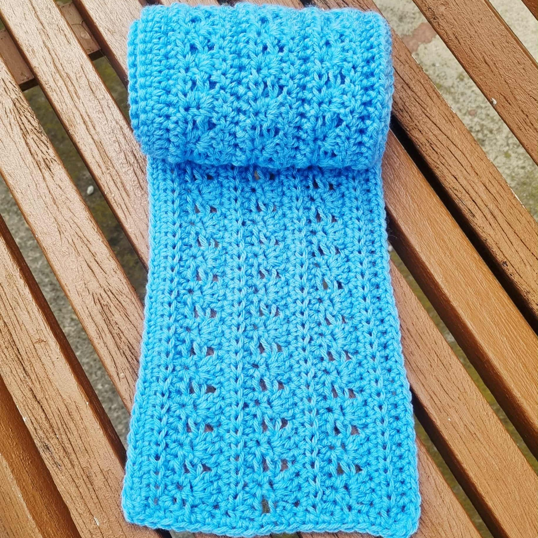 Crochet Blended Lines Scarf | Handmade Adult Scarf | Aqua