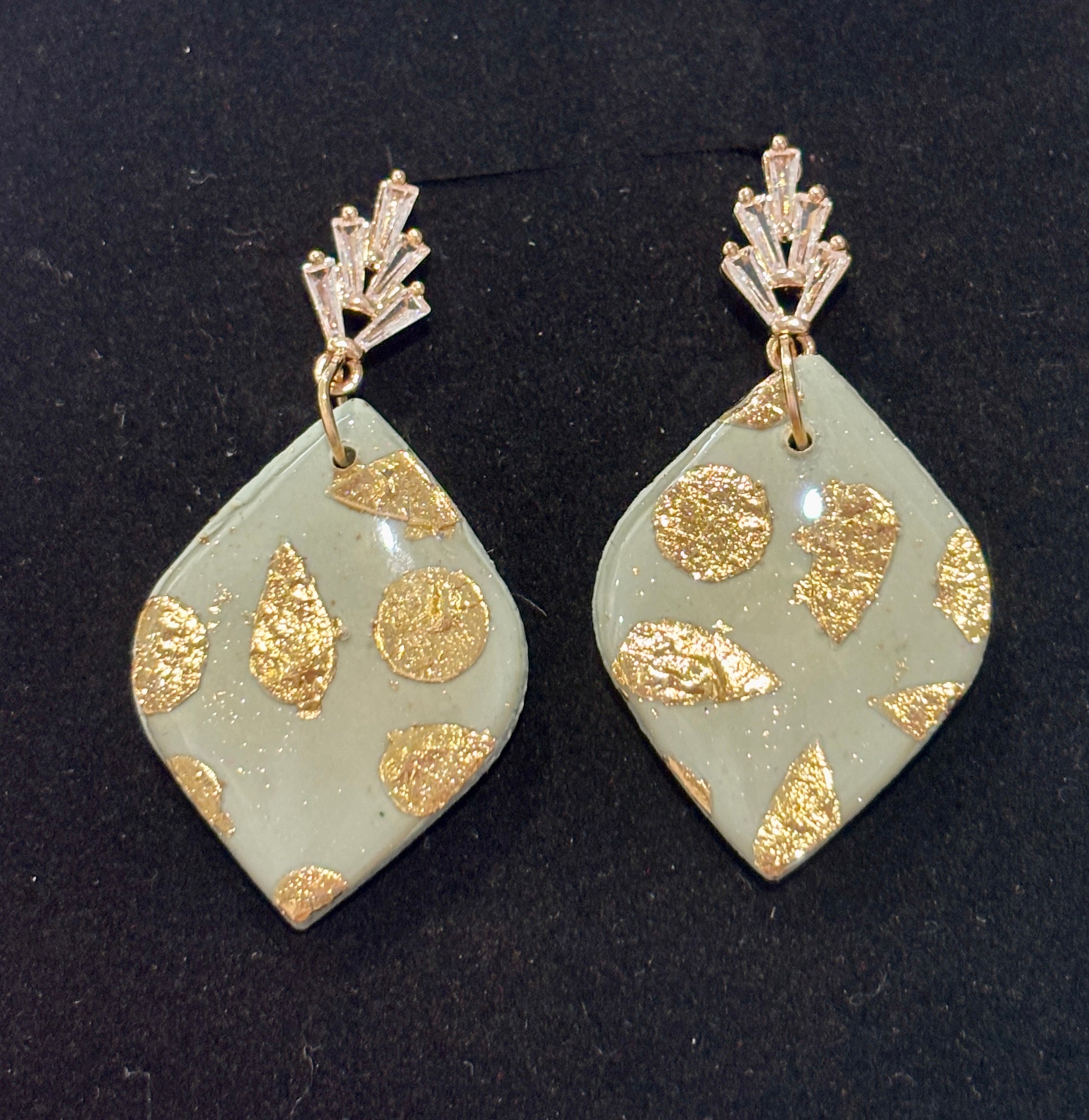Gold Leaf Luxe Polymer Stud Drops