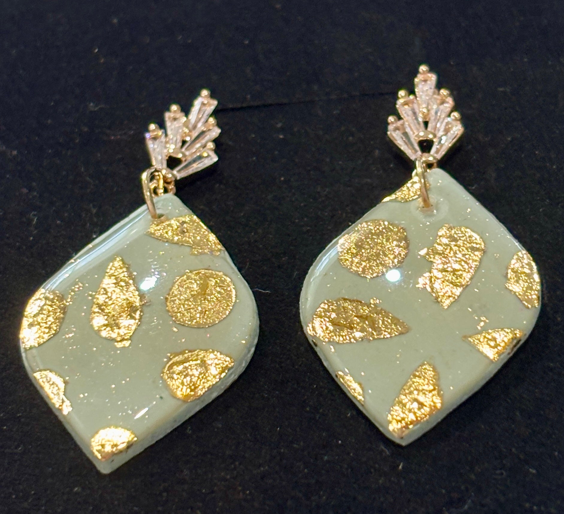 Gold Leaf Luxe Polymer Stud Drops