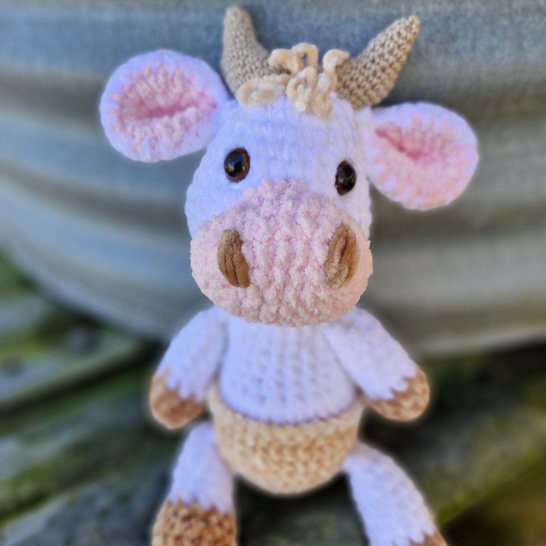 Adorable Crochet White BABY HIGHLAND COW BULL
