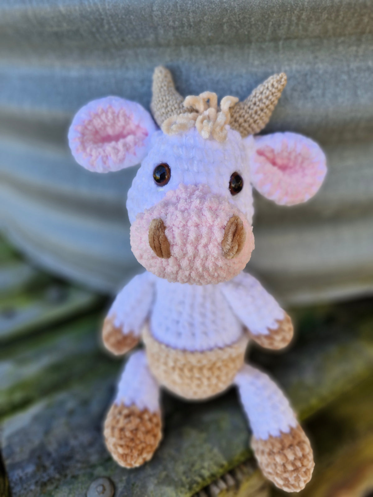 Adorable Crochet White BABY HIGHLAND COW BULL