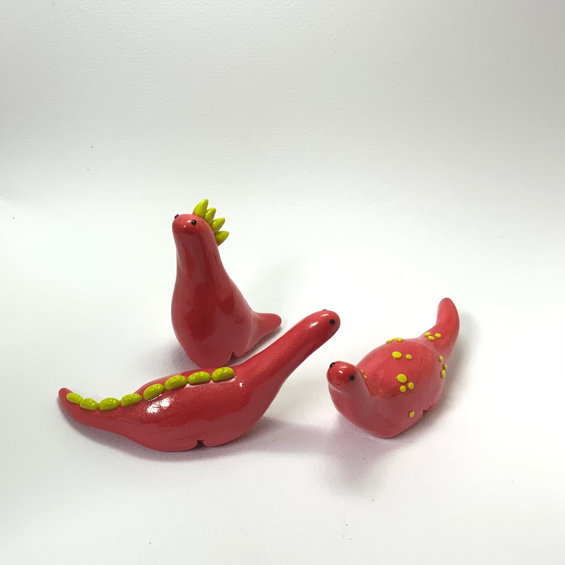 TINY TERRORS DINO TRIO – Handmade Polymer Clay Mini Dino Figurines – Cute Desk Decor - Choose Your Favourite Set