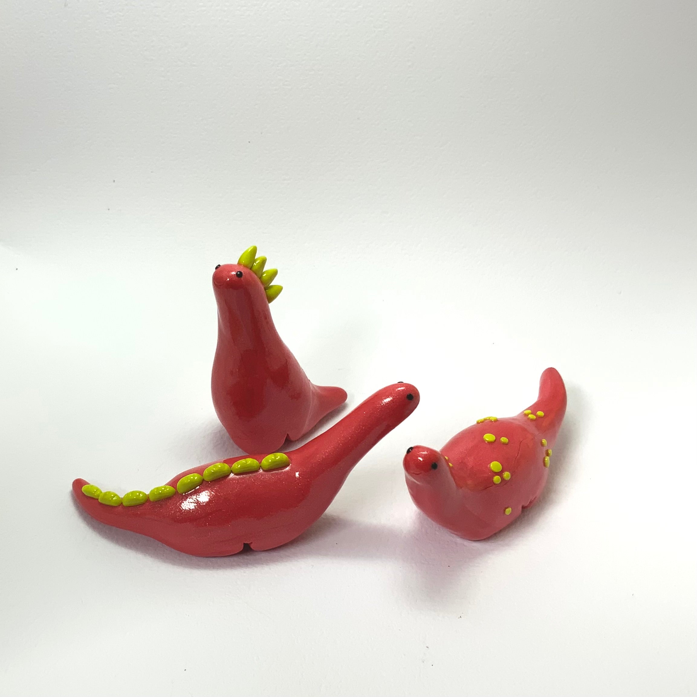 TINY TERRORS DINO TRIO – Handmade Polymer Clay Mini Dino Figurines – Cute Desk Decor - Choose Your Favourite Set