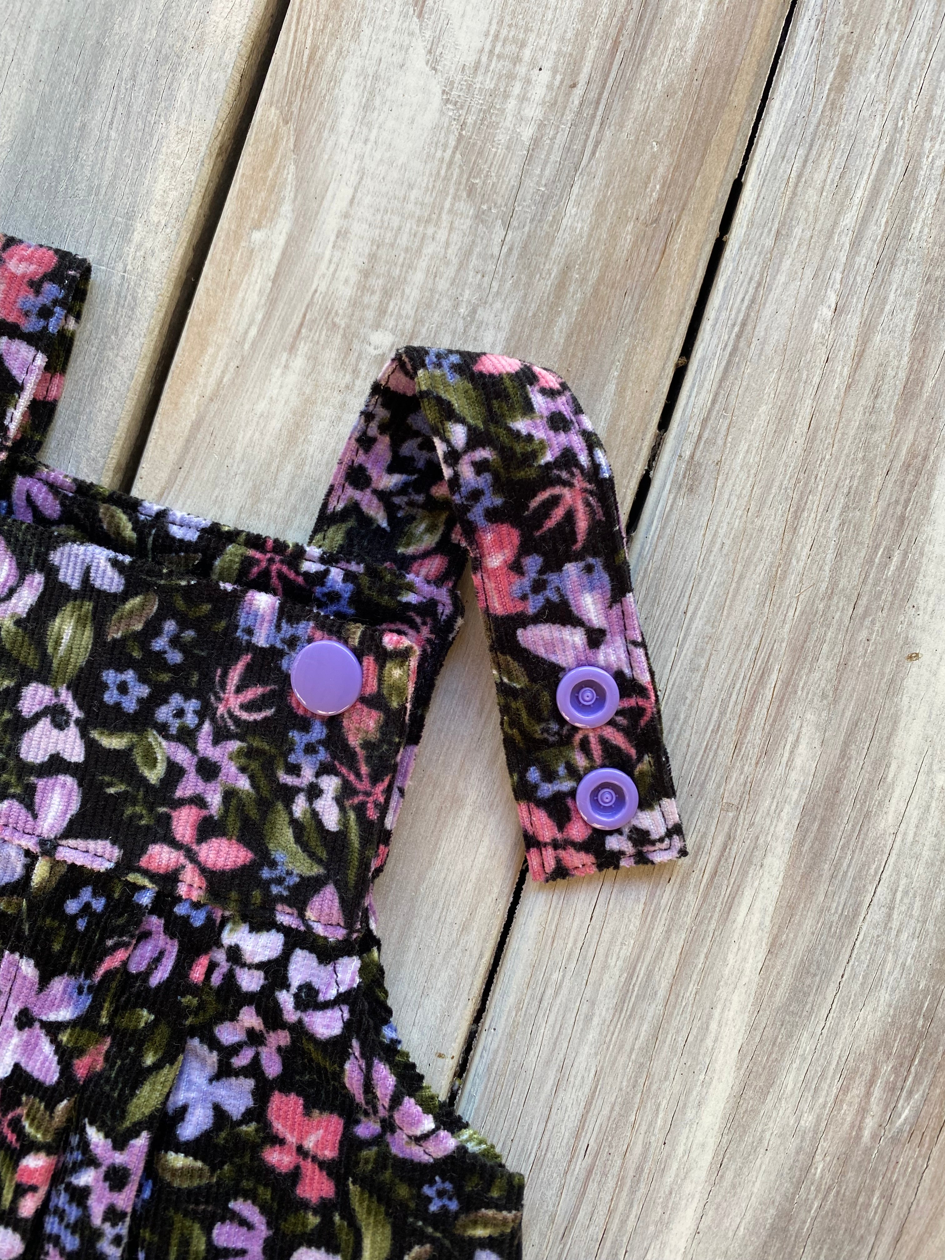 Corduroy Childs/Babies overalls violet floral multiple sizes