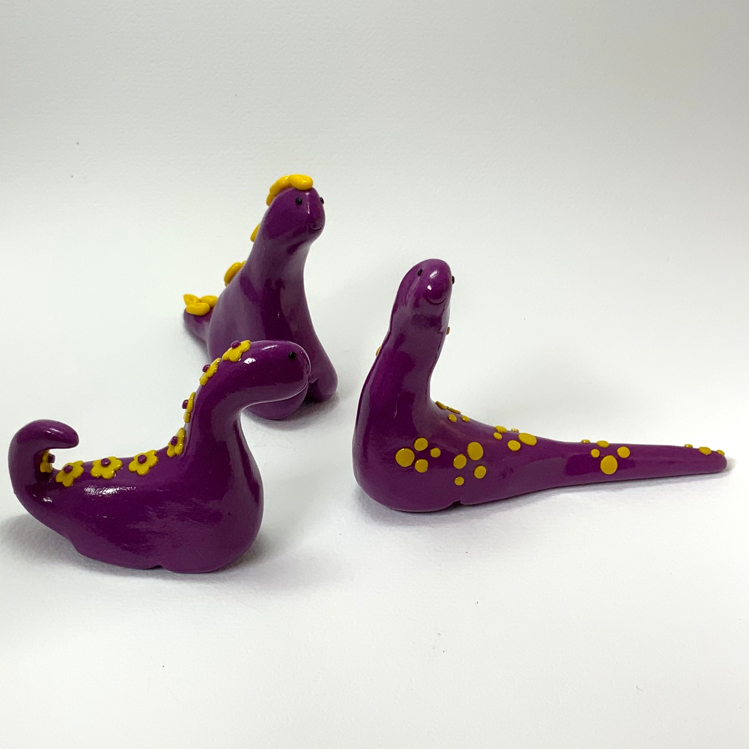 TINY TERRORS DINO TRIO – Handmade Polymer Clay Mini Dino Figurines – Cute Desk Decor - Choose Your Favourite Set