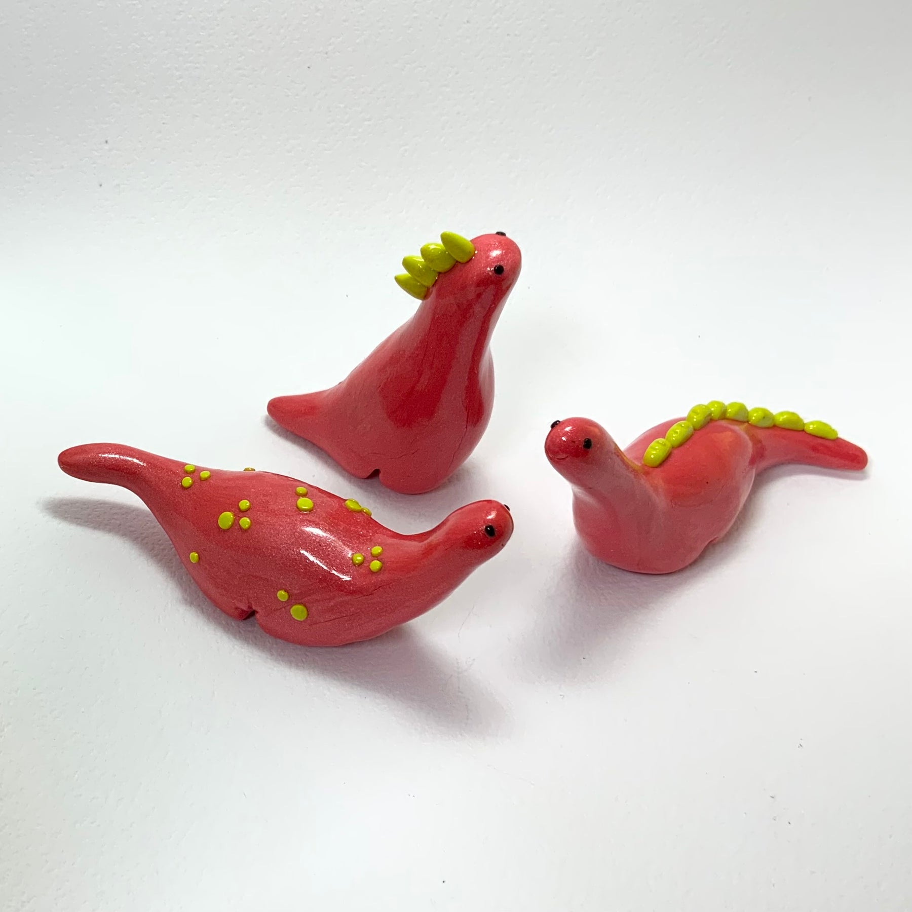 TINY TERRORS DINO TRIO – Handmade Polymer Clay Mini Dino Figurines – Cute Desk Decor - Choose Your Favourite Set