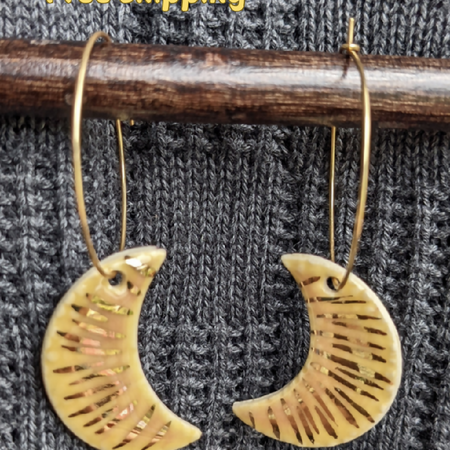 Golden Moon Ceramic Earrings