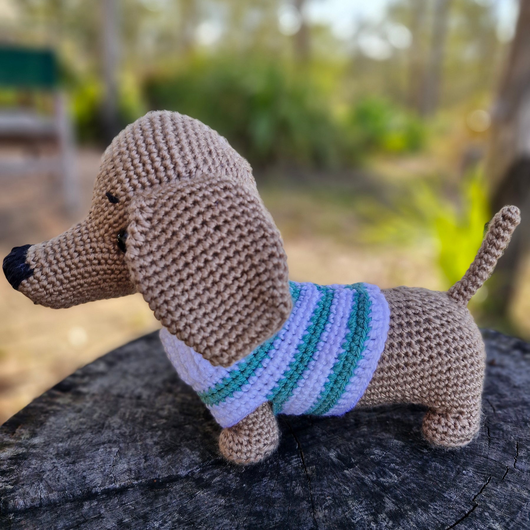 Hand crochet Light Brown Dachshund Dog (Sausage Dog)