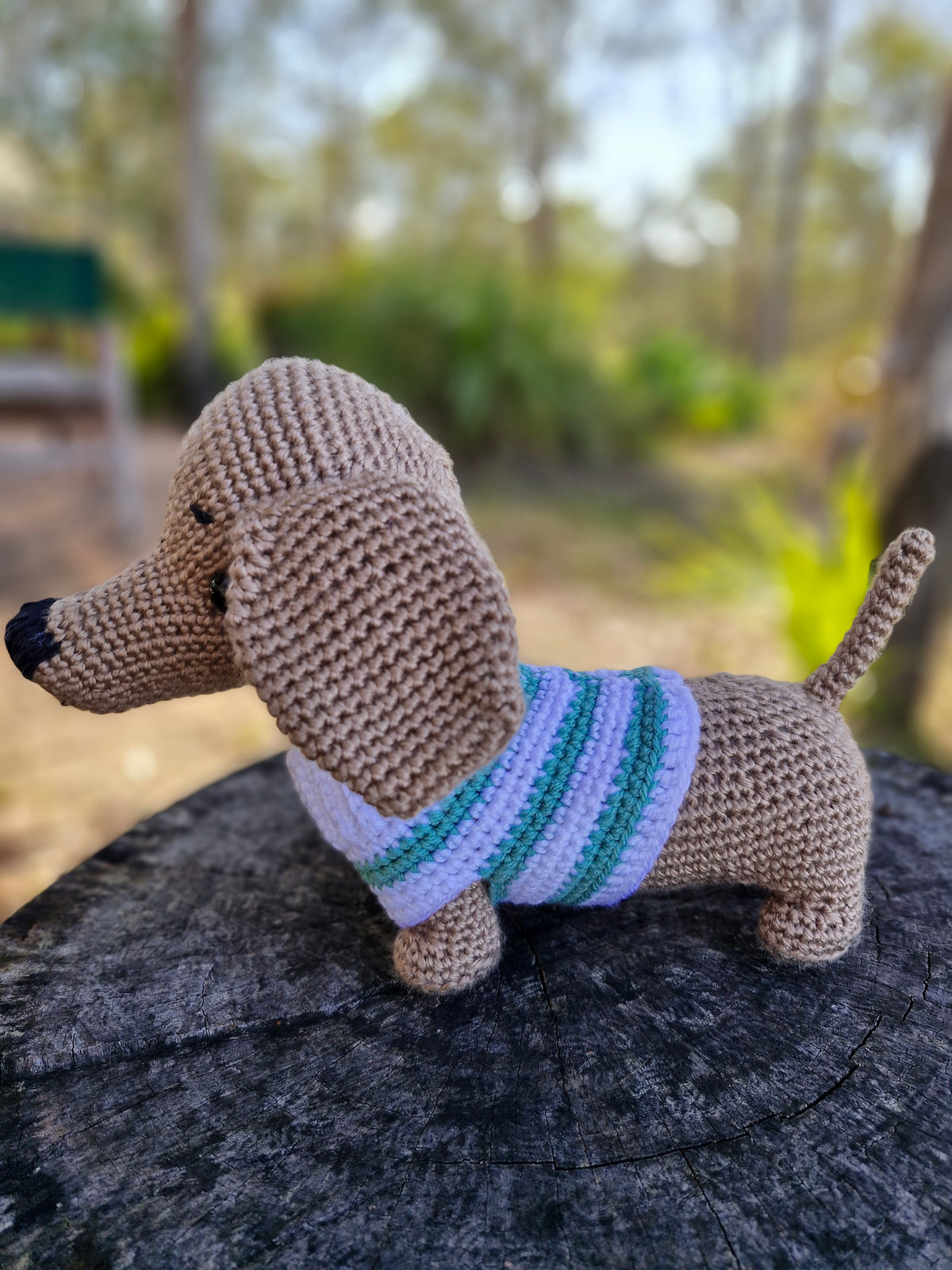 Hand crochet Light Brown Dachshund Dog (Sausage Dog)