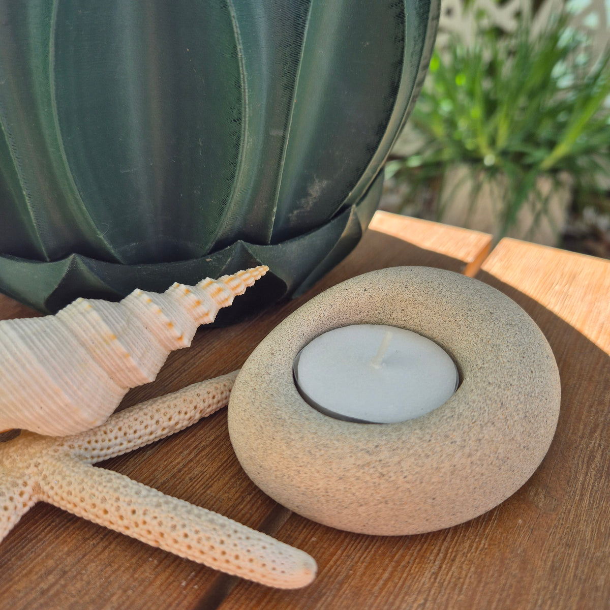 Eco-stone pebble shaped tealight candle holder