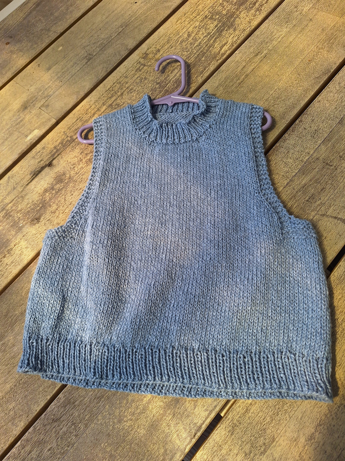 Handknitted Child's Between Seasons Vest Sz 4-6 Yrs