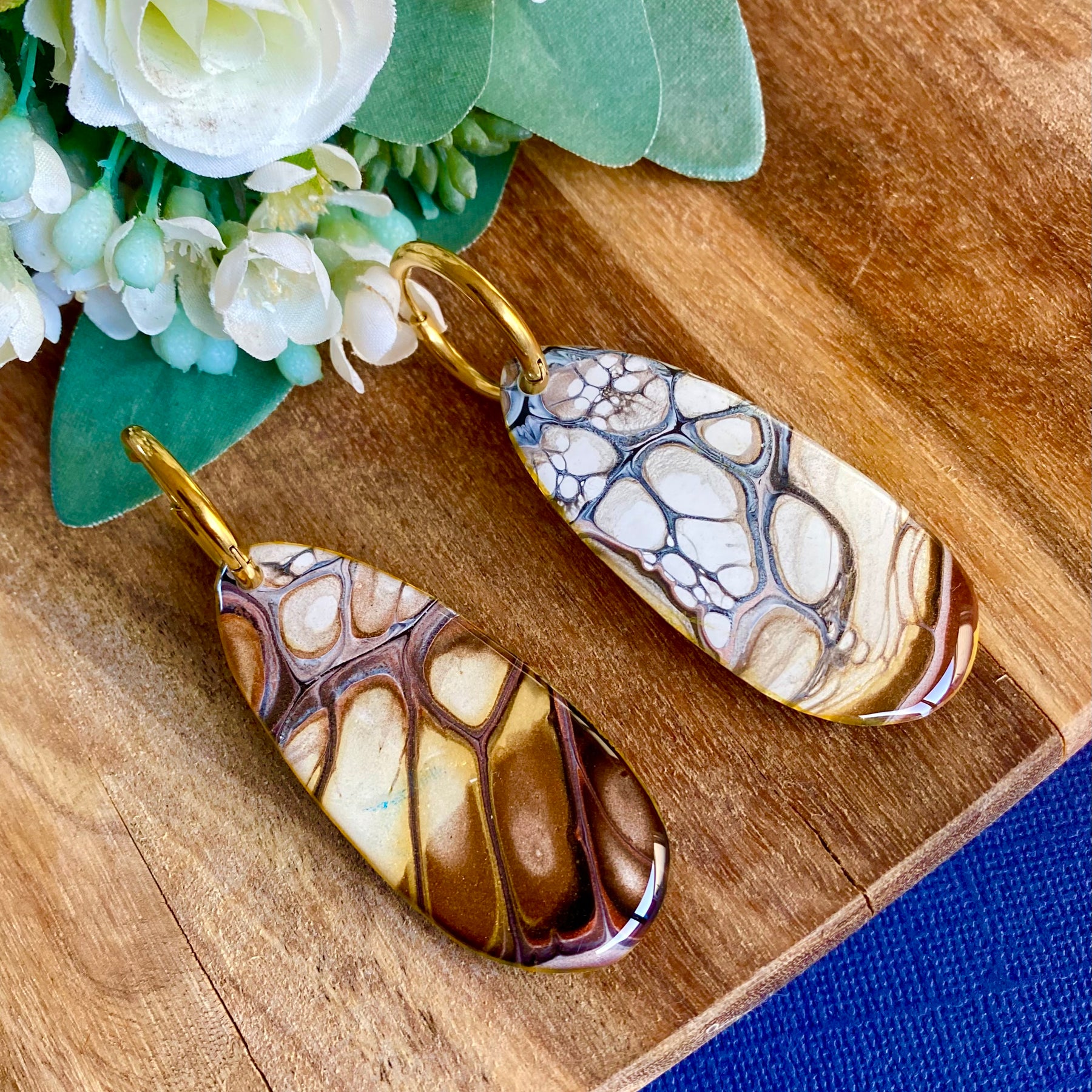 Chocolate Copper and Gold Hoop Earrings