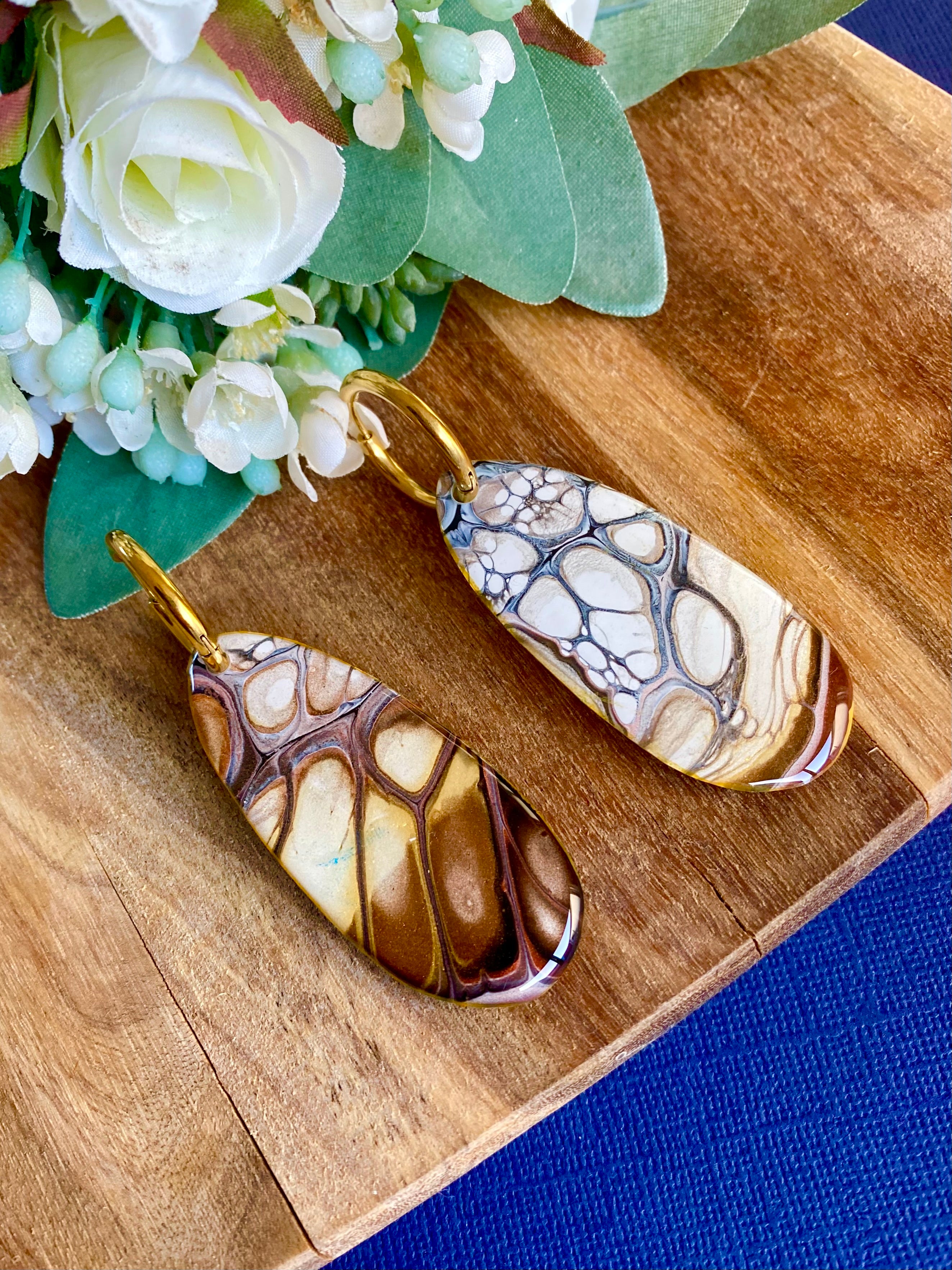 Chocolate Copper and Gold Hoop Earrings