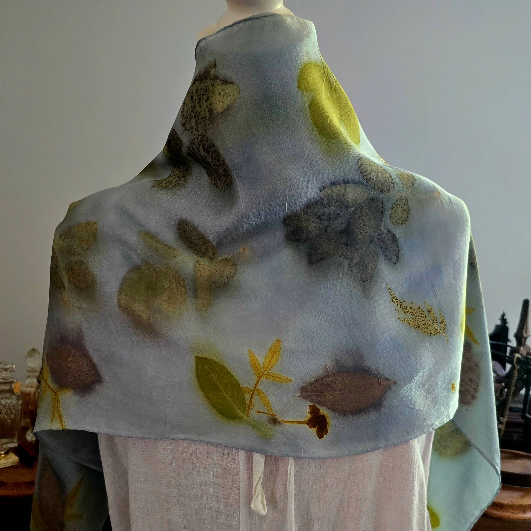 Mist & Memory – Botanical Luxurious Pure Silk Scarf