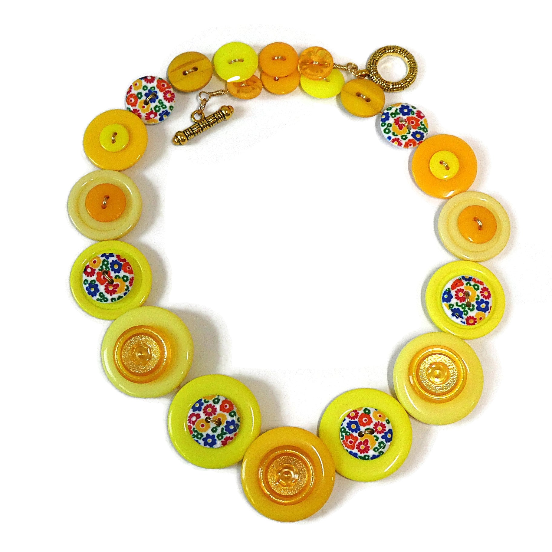 Button necklace - Floral Fantasy