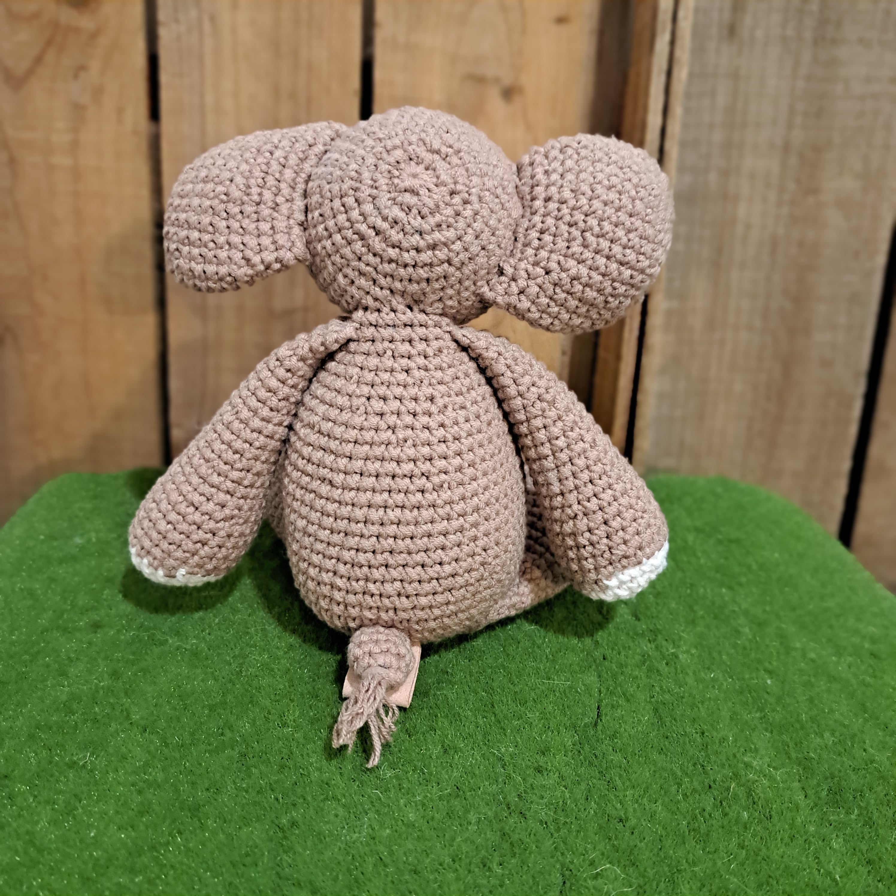 Handmade crochet toy elephant soft coffee white spots