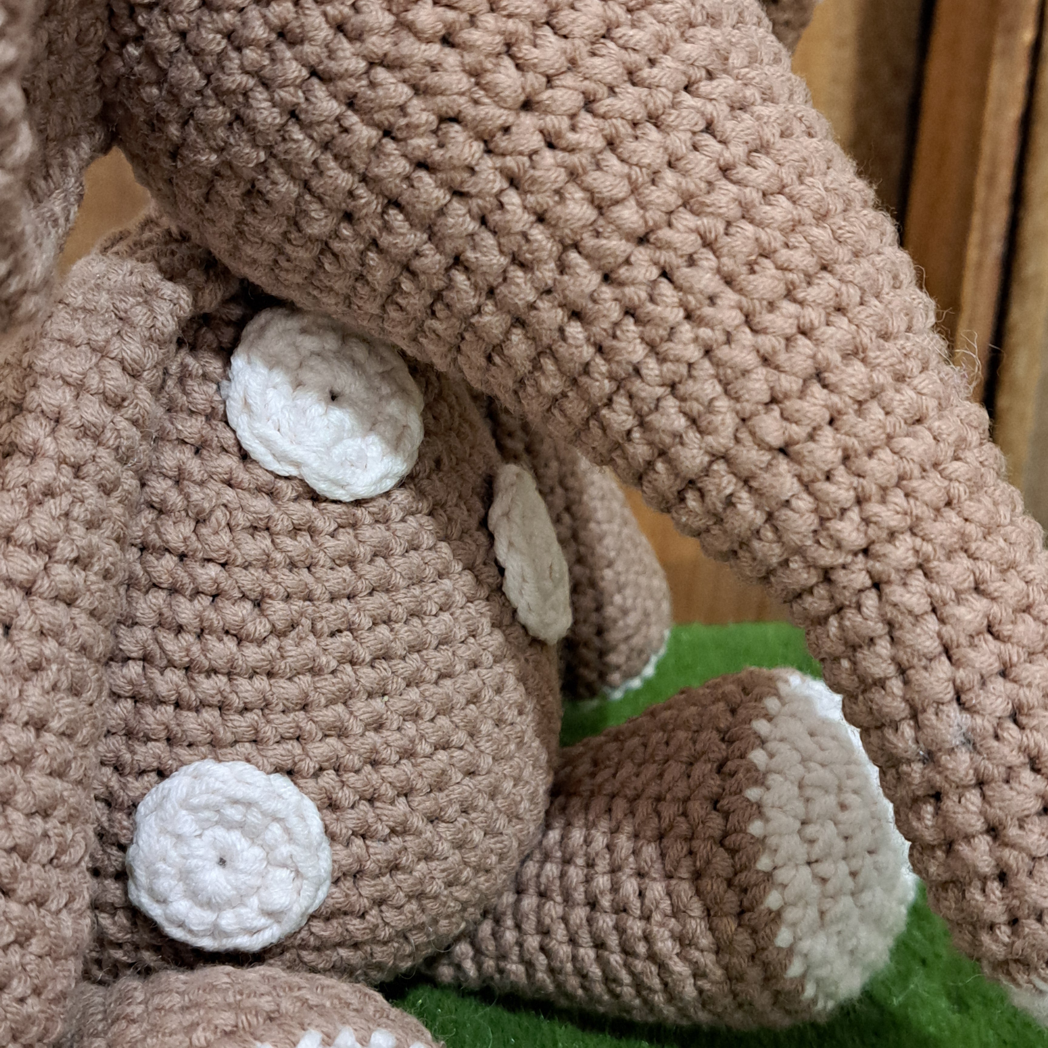 Handmade crochet toy elephant soft coffee white spots