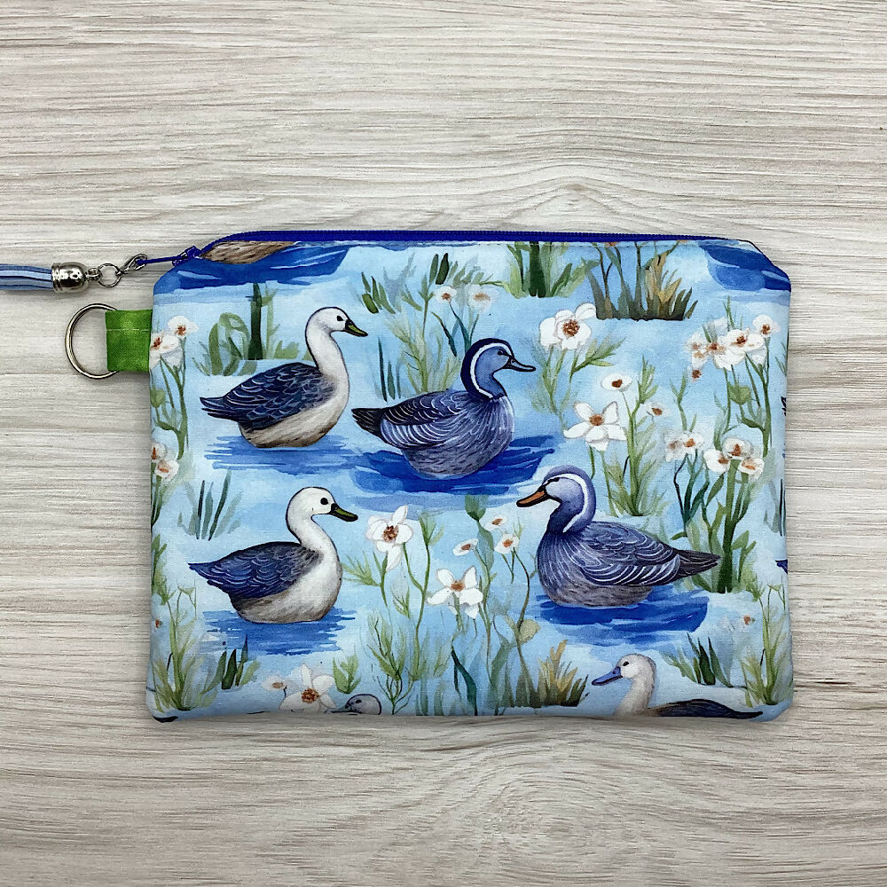 Ducks Zip Pouch (21cm x 16cm) Fully lined, lightly padded