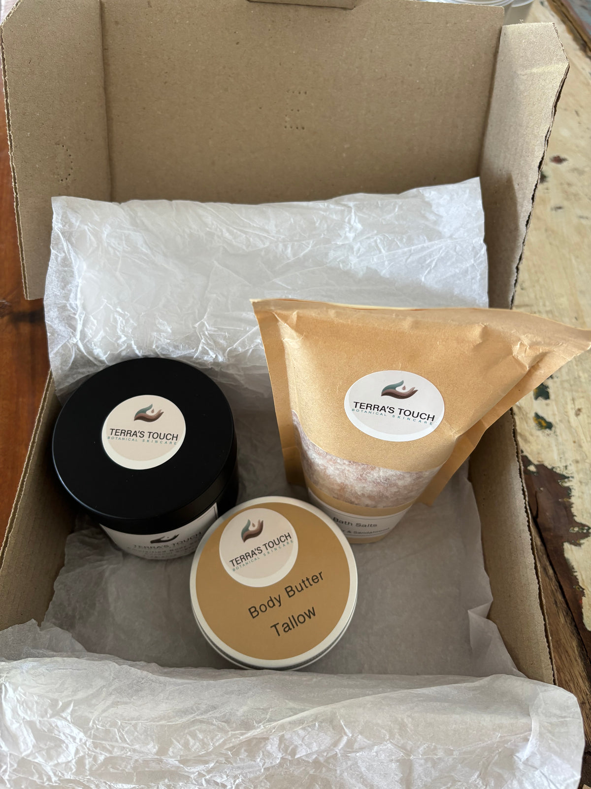 Handmade Body Care Gift Set – Body Butter, Scrub & Bath Salts