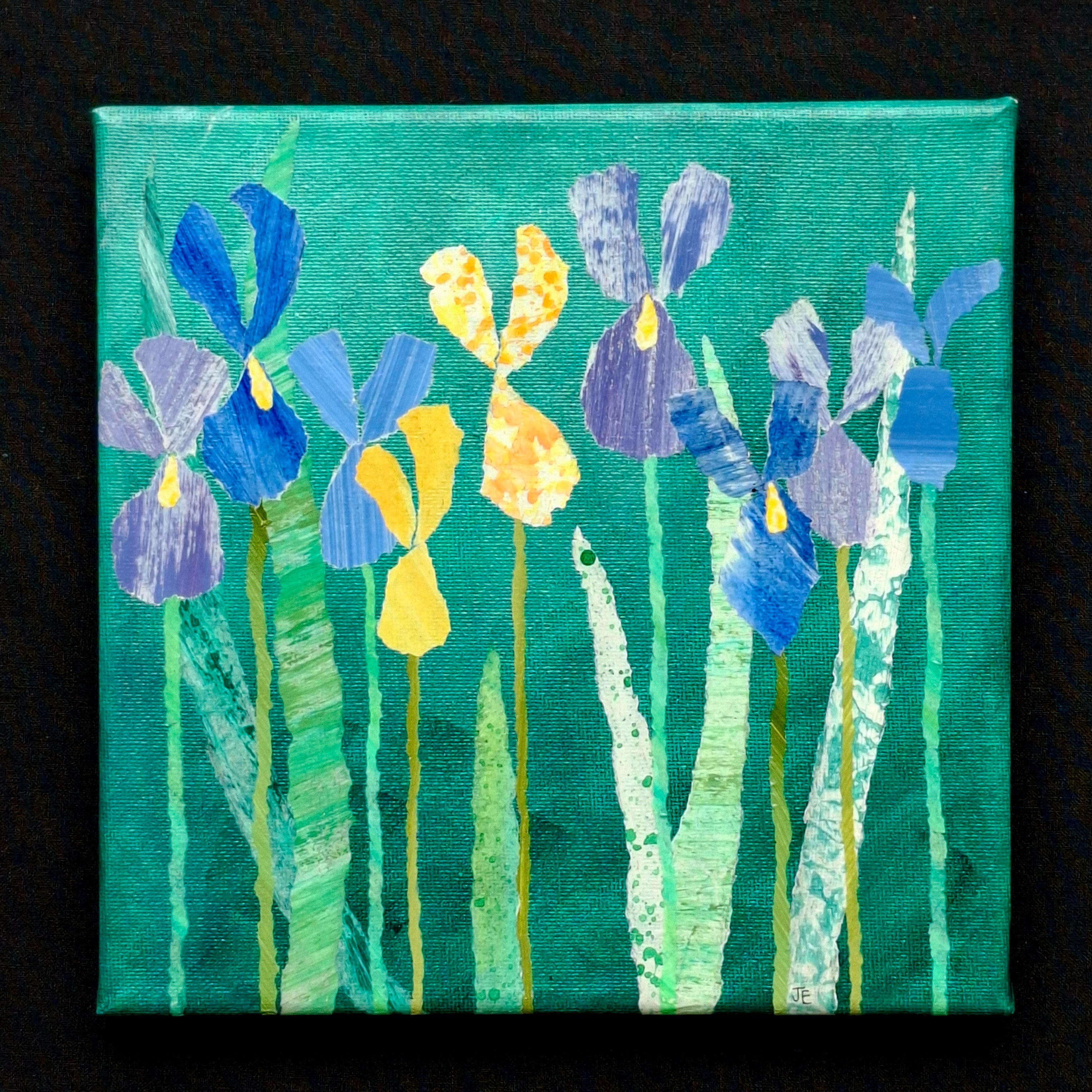 ORIGINAL ARTWORK - Wild Irises - 20cm x 20cm