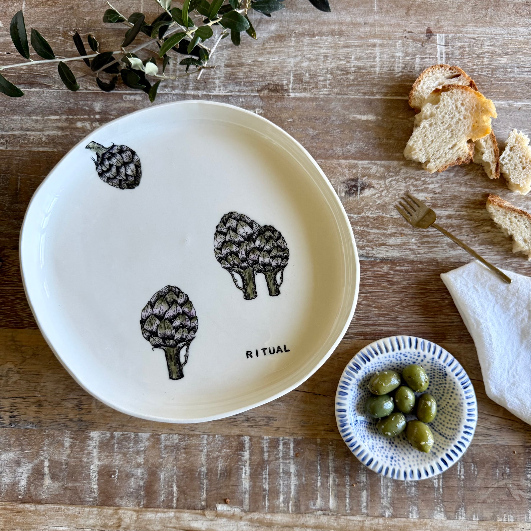 Handmade Porcelain Nesting Plates - Gathered Vegetable Collection