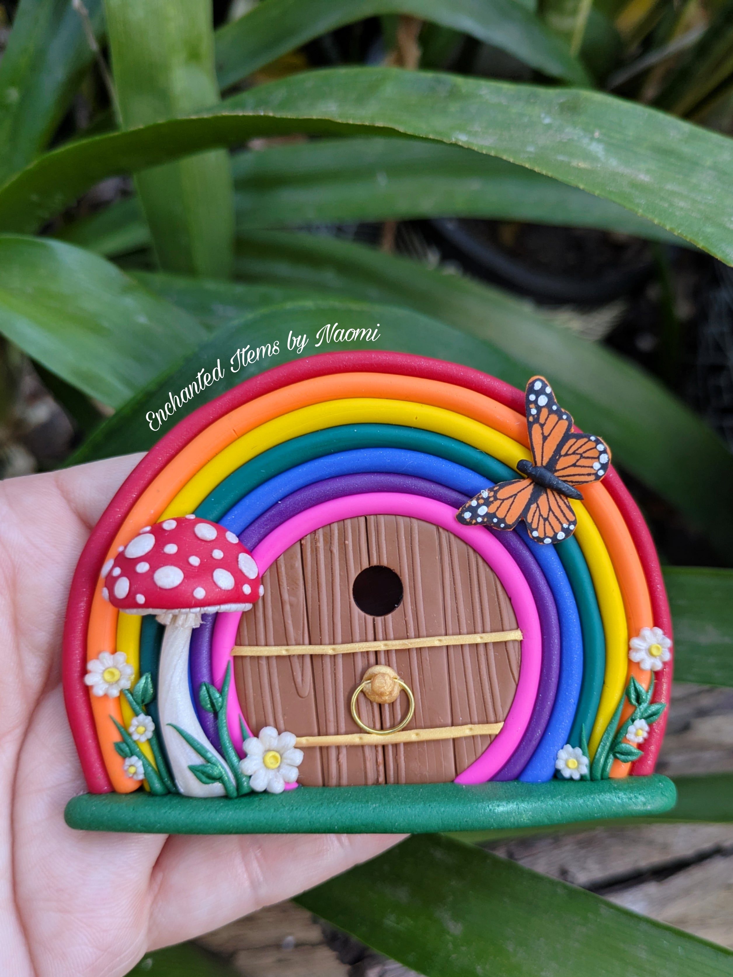 Mini Rainbow Fairy Door with Butterfly – Two Colour Options