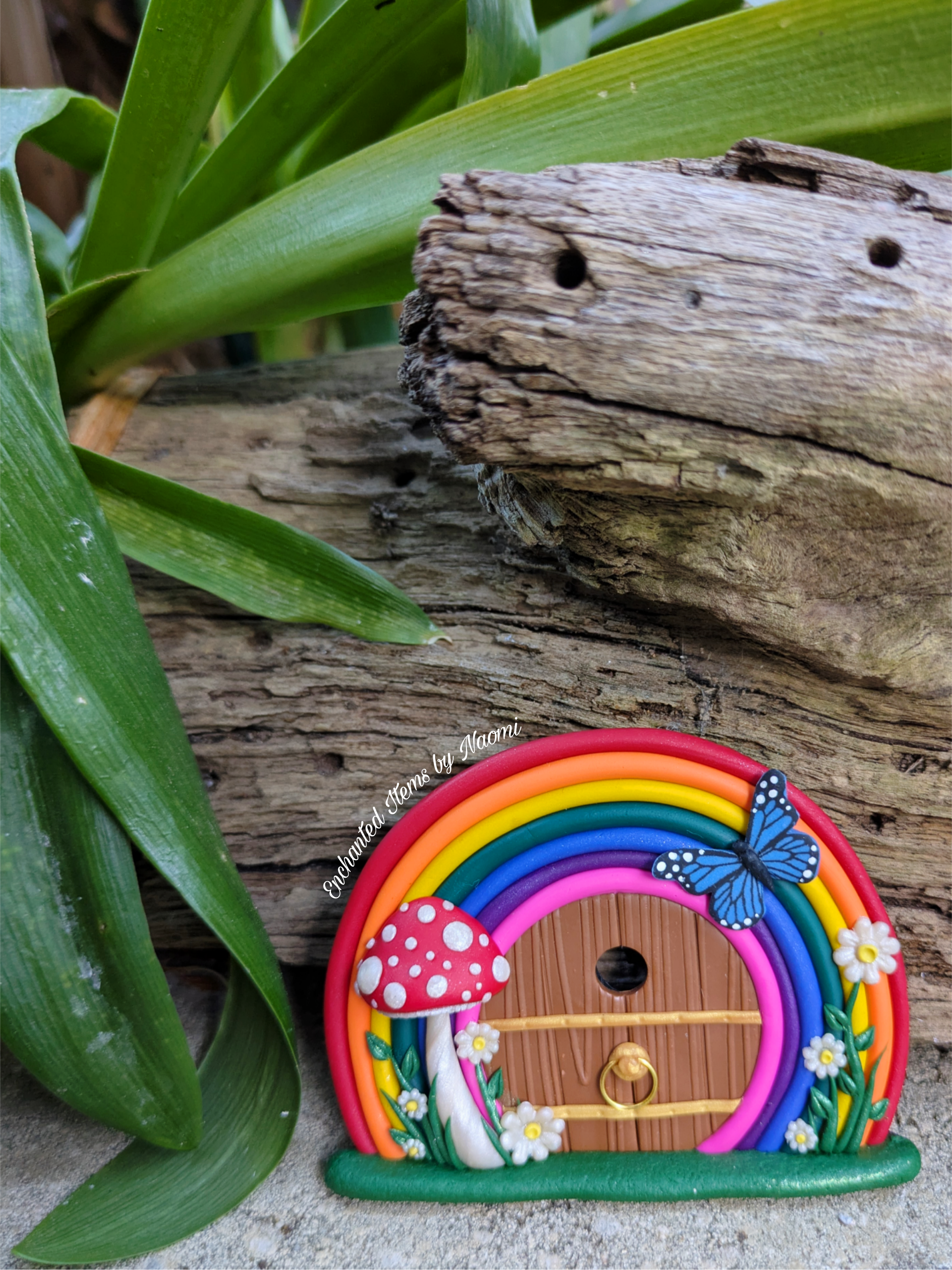 Mini Rainbow Fairy Door with Butterfly – Two Colour Options