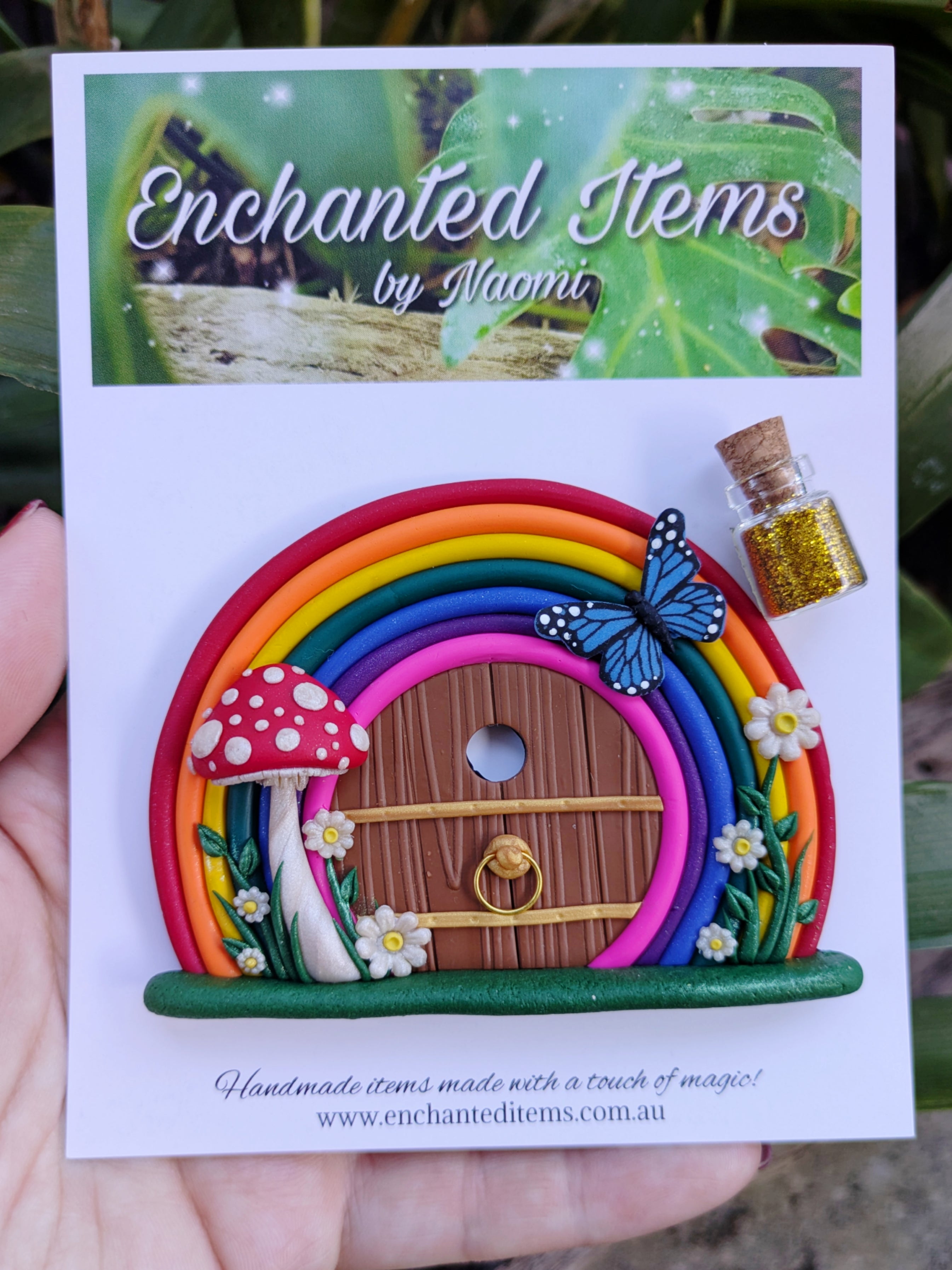 Mini Rainbow Fairy Door with Butterfly – Two Colour Options