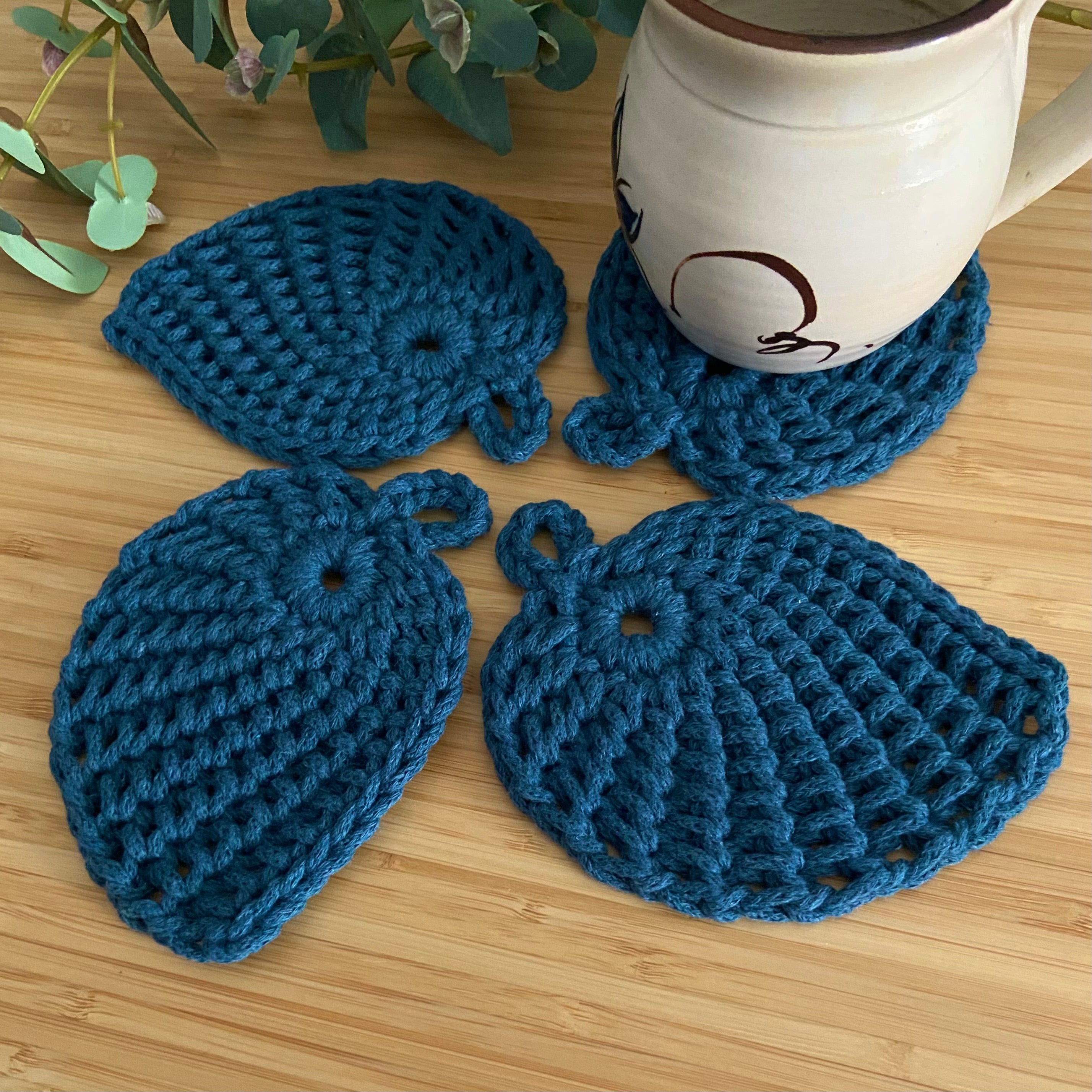 Crochet Leaf Coasters - Set of 4 - Autumn