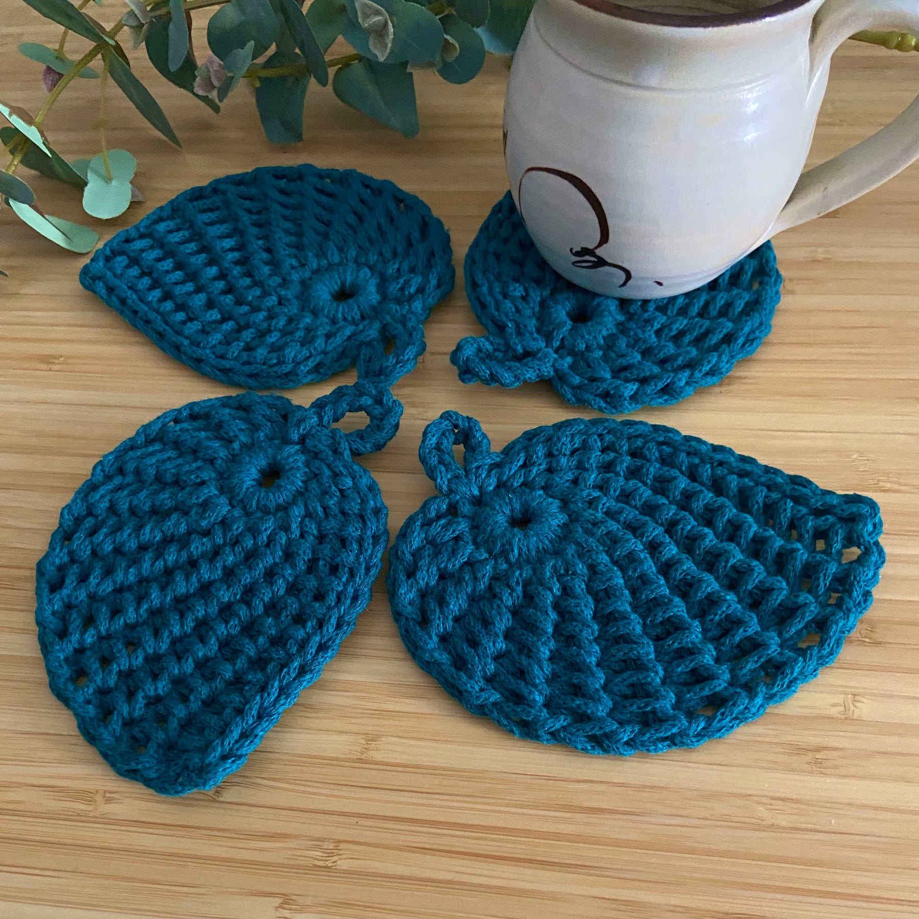 Crochet Leaf Coasters - Set of 4 - Autumn
