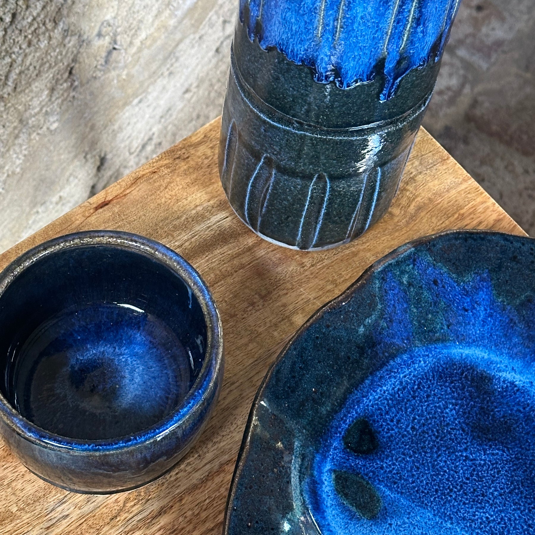 Table Vessel | Handmade Ceramic Wine Bottle Holder | Ocean Eyes