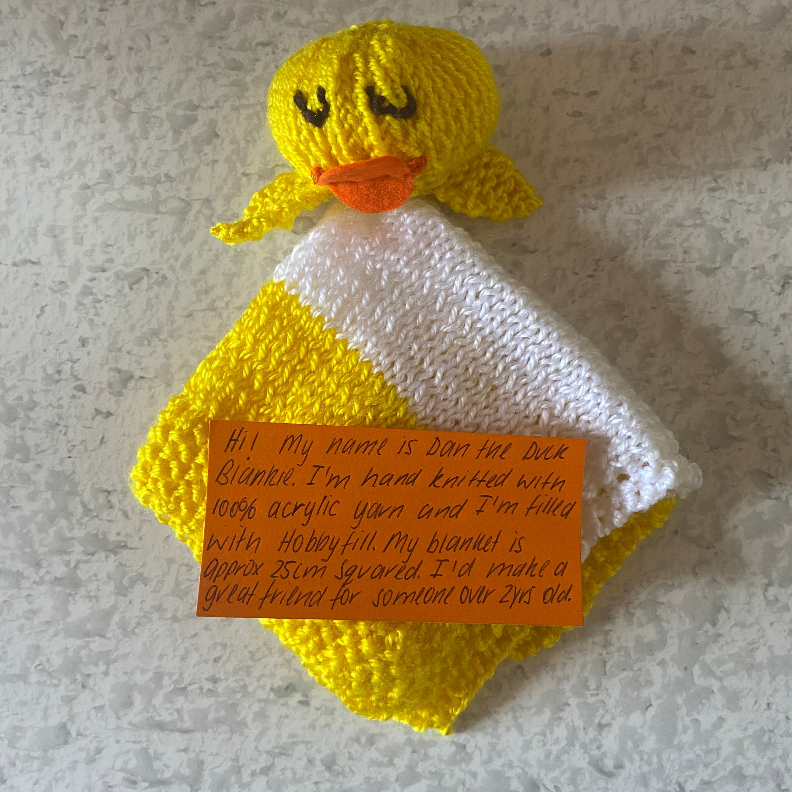 Dan the Duck - Knitted Animal Blankie