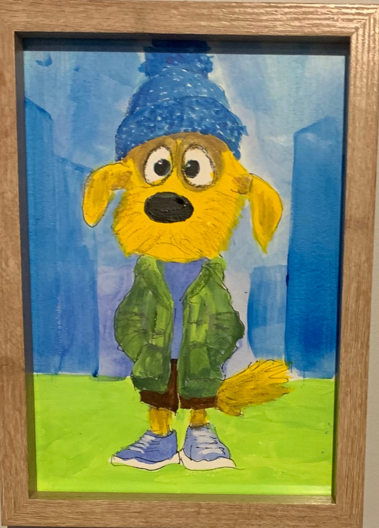 Dog In Beanie-Acrylic Framed Wall Art