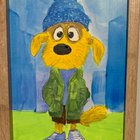 Dog In Beanie-Acrylic Framed Wall Art