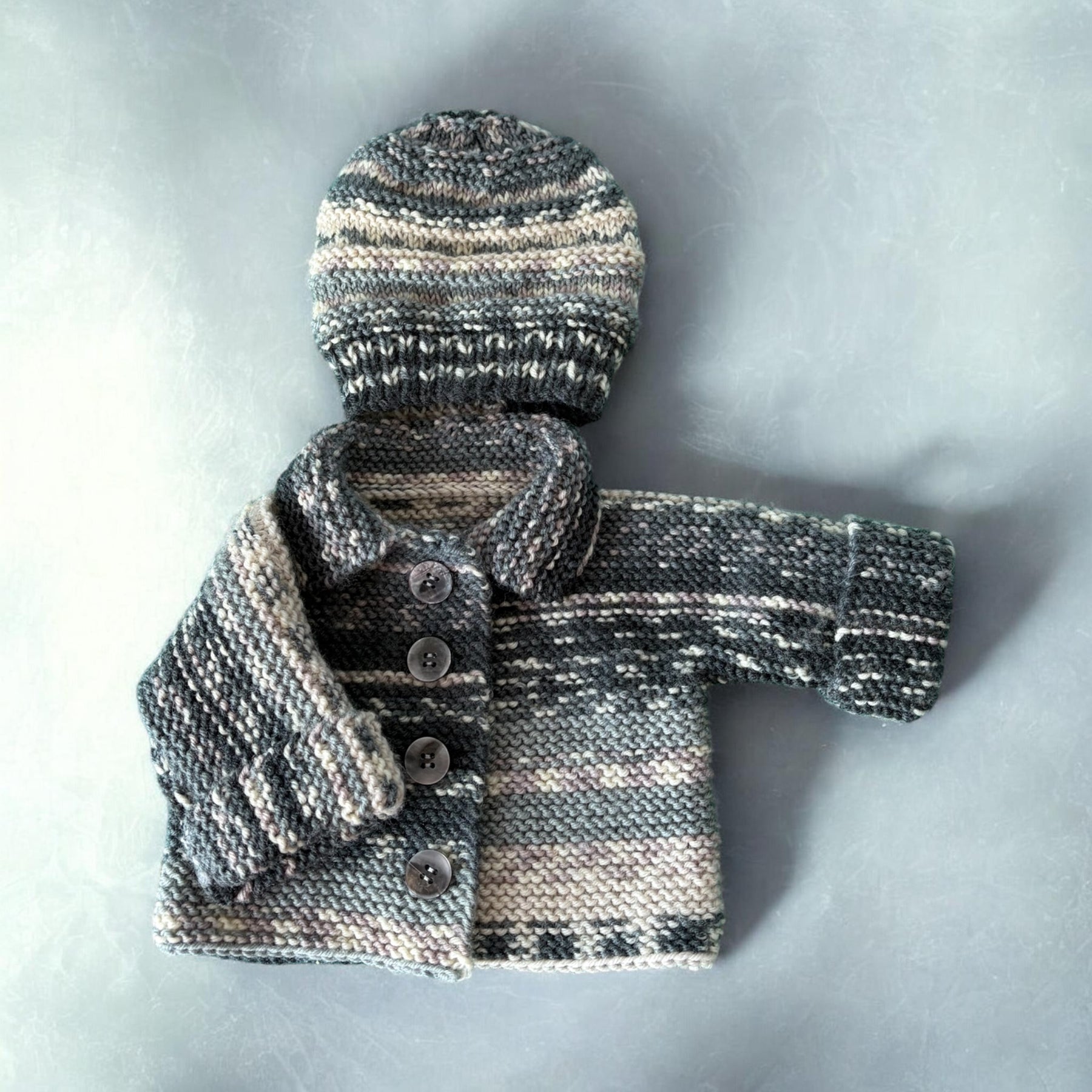 Pute Wool Knitted Jacket & Beanie 0-3 months