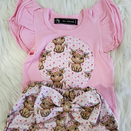 2 Piece Pink Cow Set Size 000