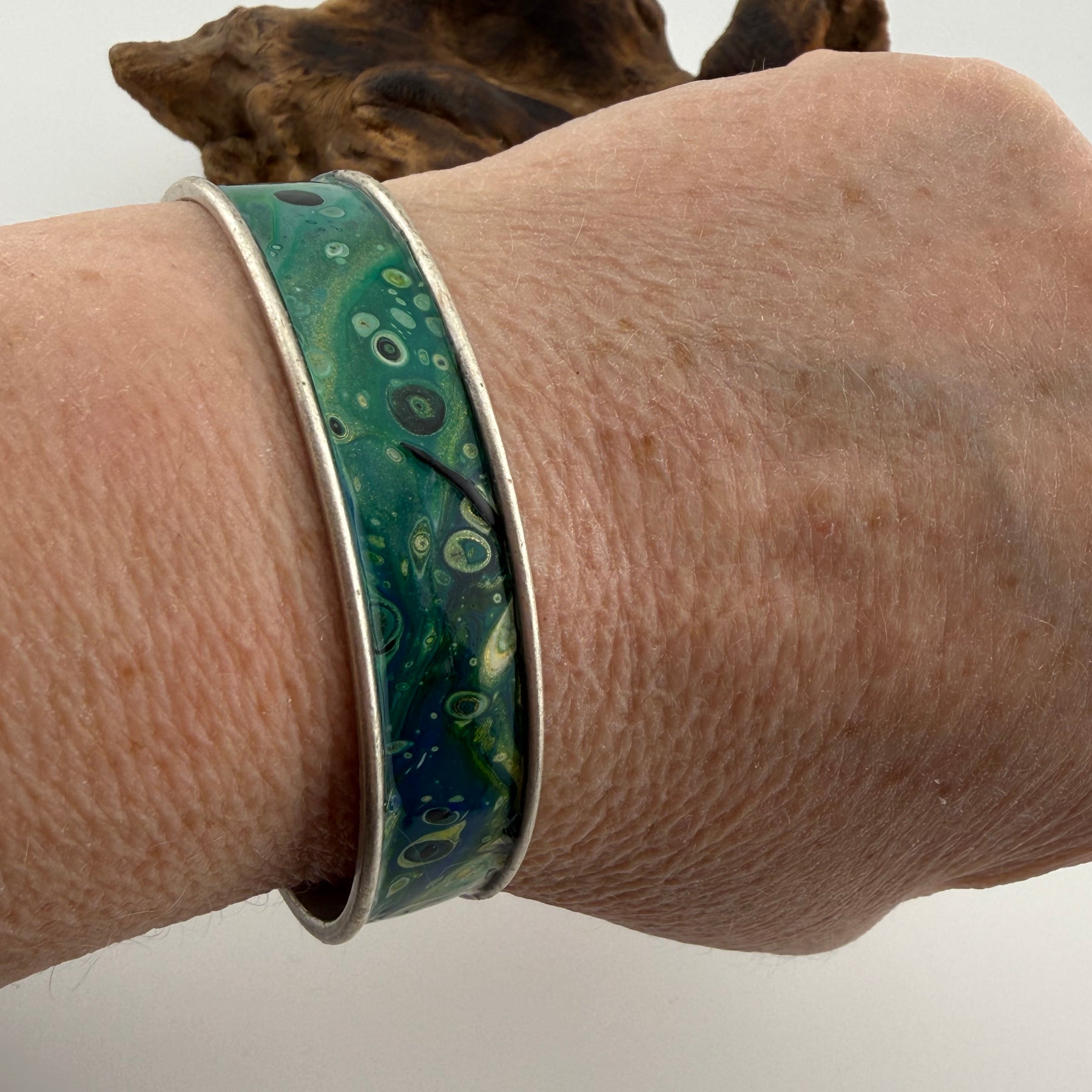 Handmade Acrylic Cell Art Bracelet & Earring Set.