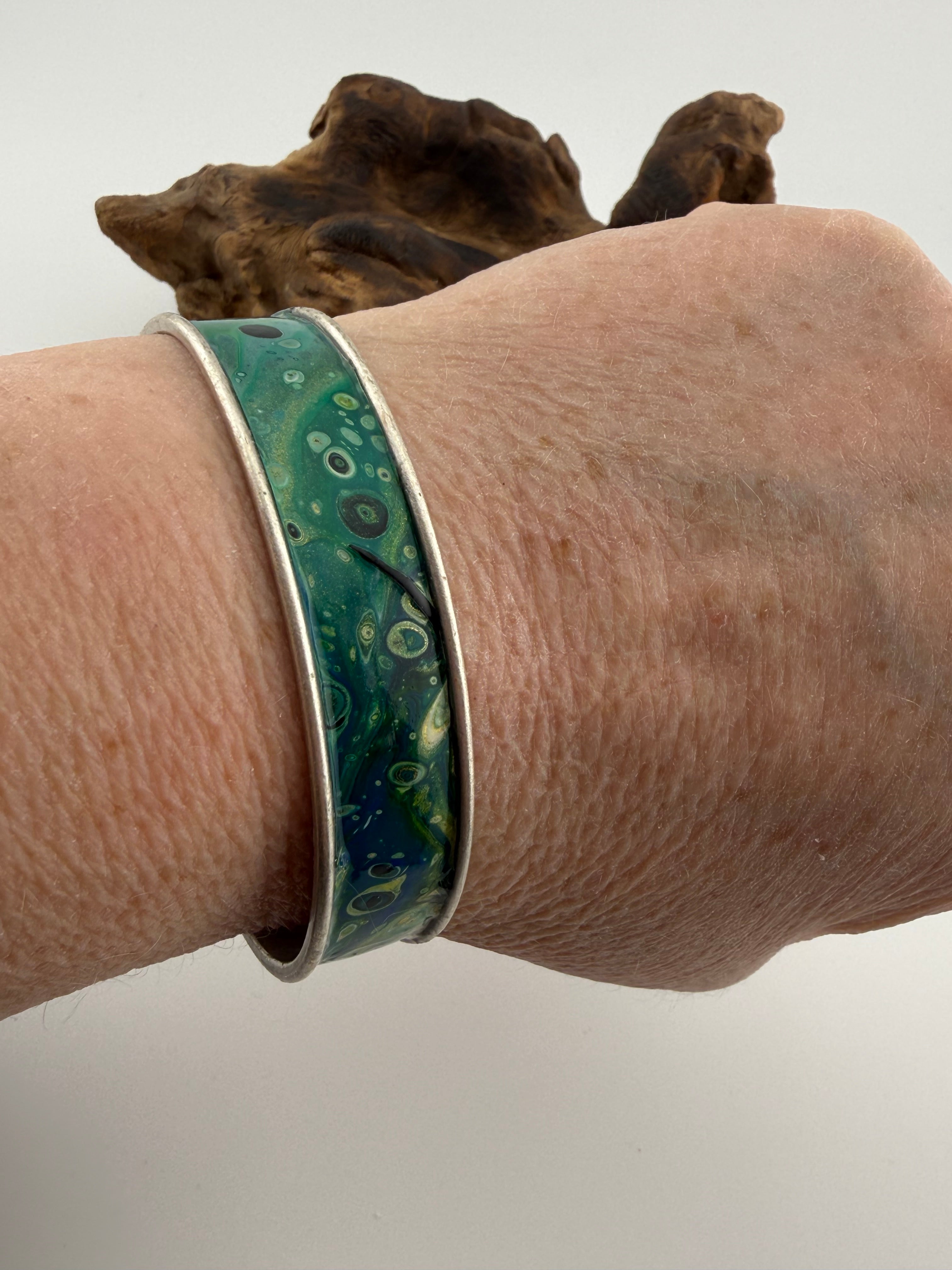 Handmade Acrylic Cell Art Bracelet & Earring Set.