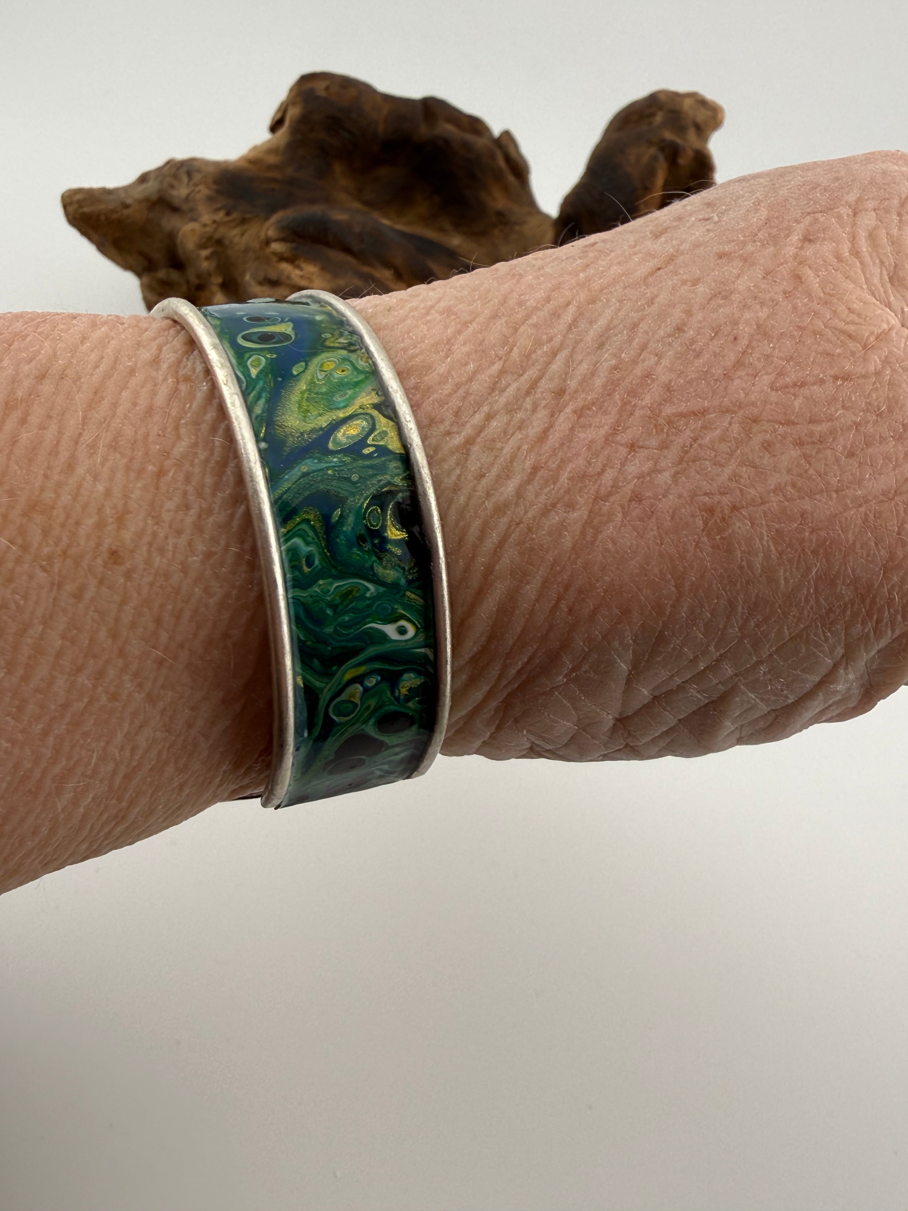 Handmade Acrylic Cell Art Bracelet & Earring Set.