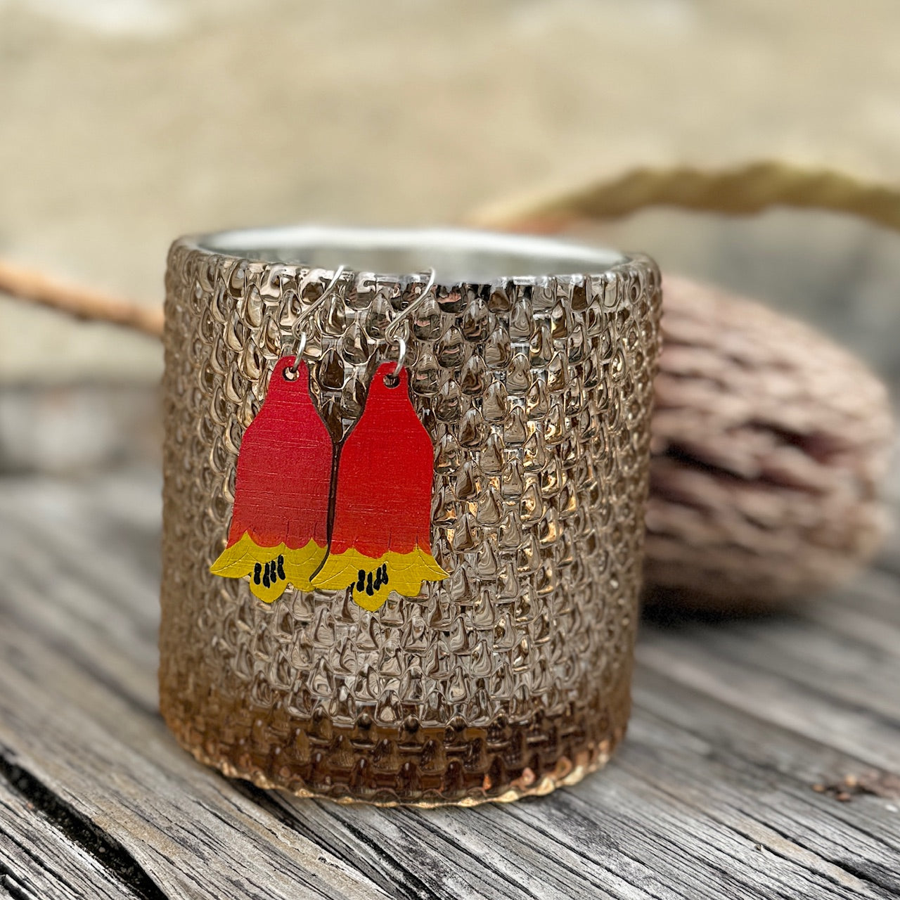 Christmas Bell Flower Hand Painted Earrings