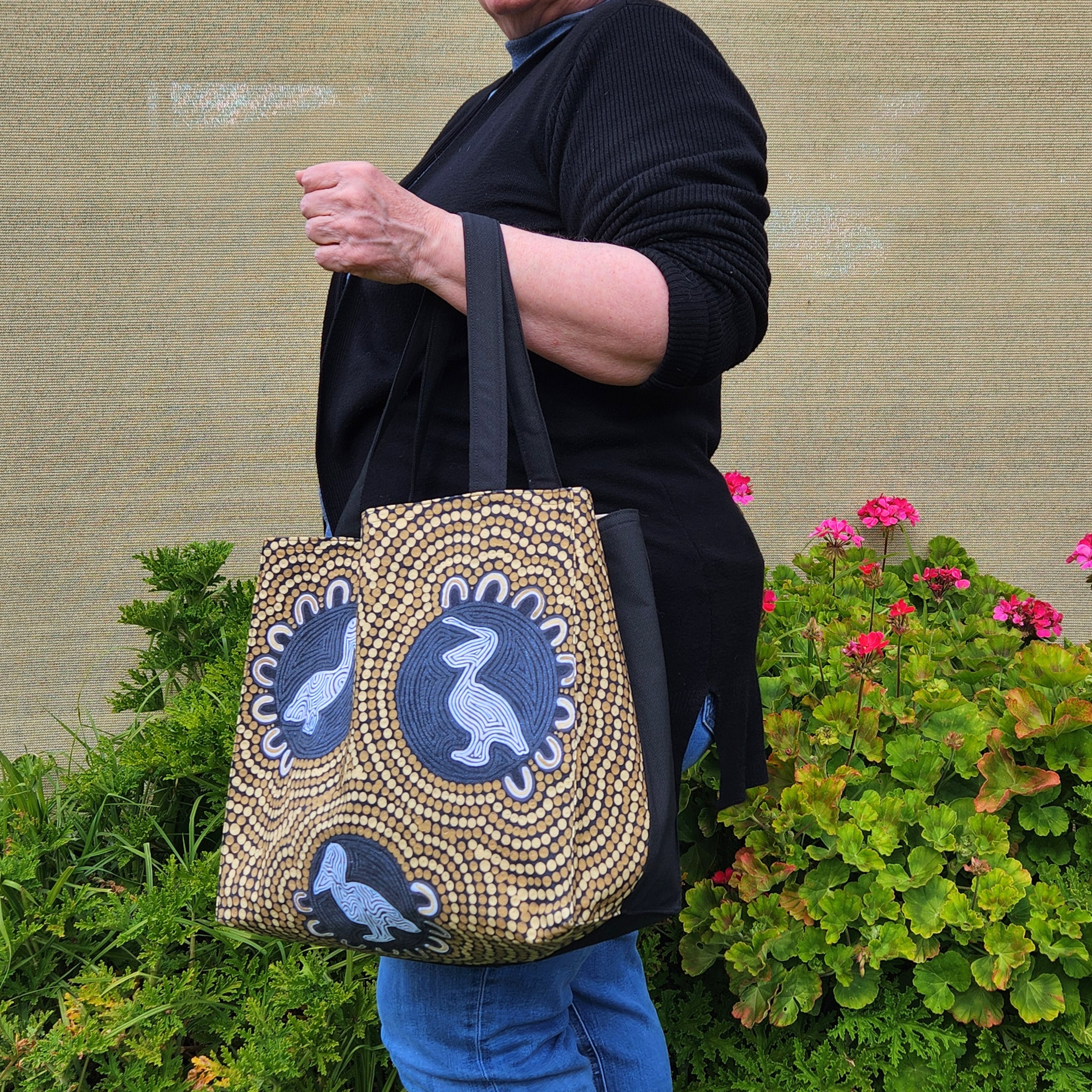 Tote Bag with boxed corners - Aboriginal Design