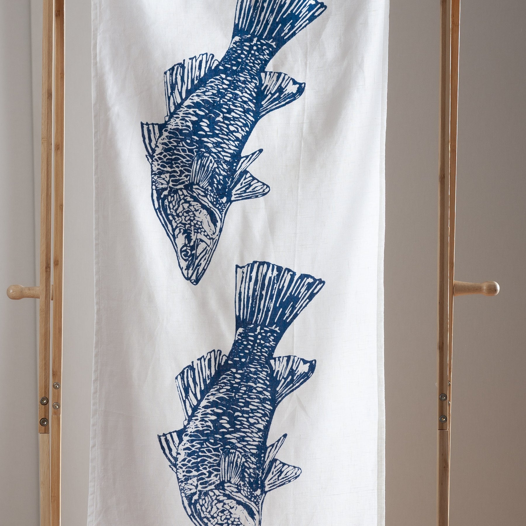 Hand Screen Printed Linen Table Runners-Australian Barramundi
