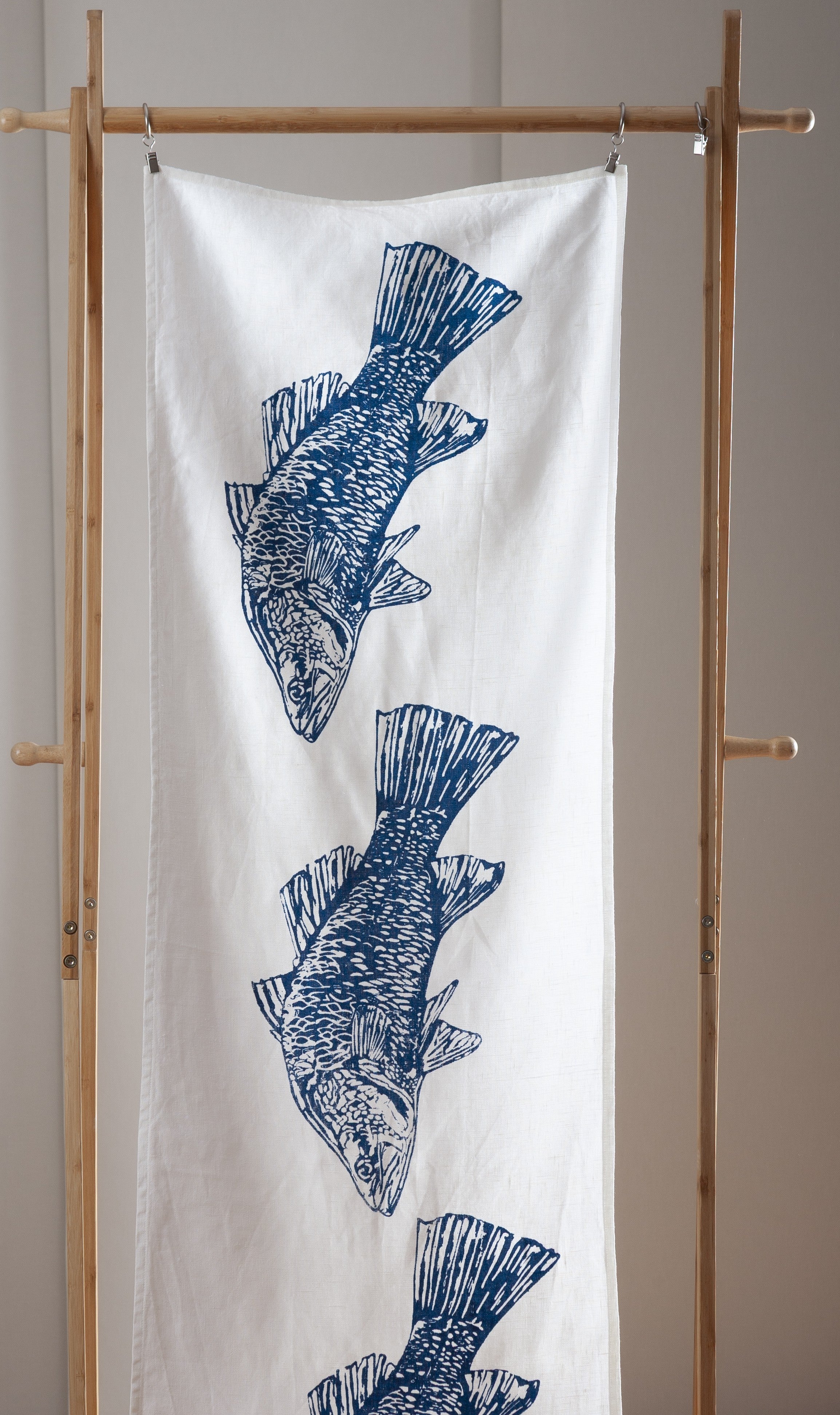 Hand Screen Printed Linen Table Runners-Australian Barramundi