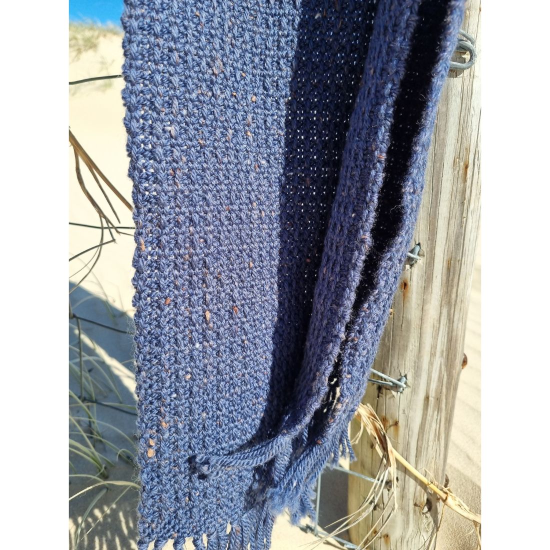 Blue handwoven wool scarf