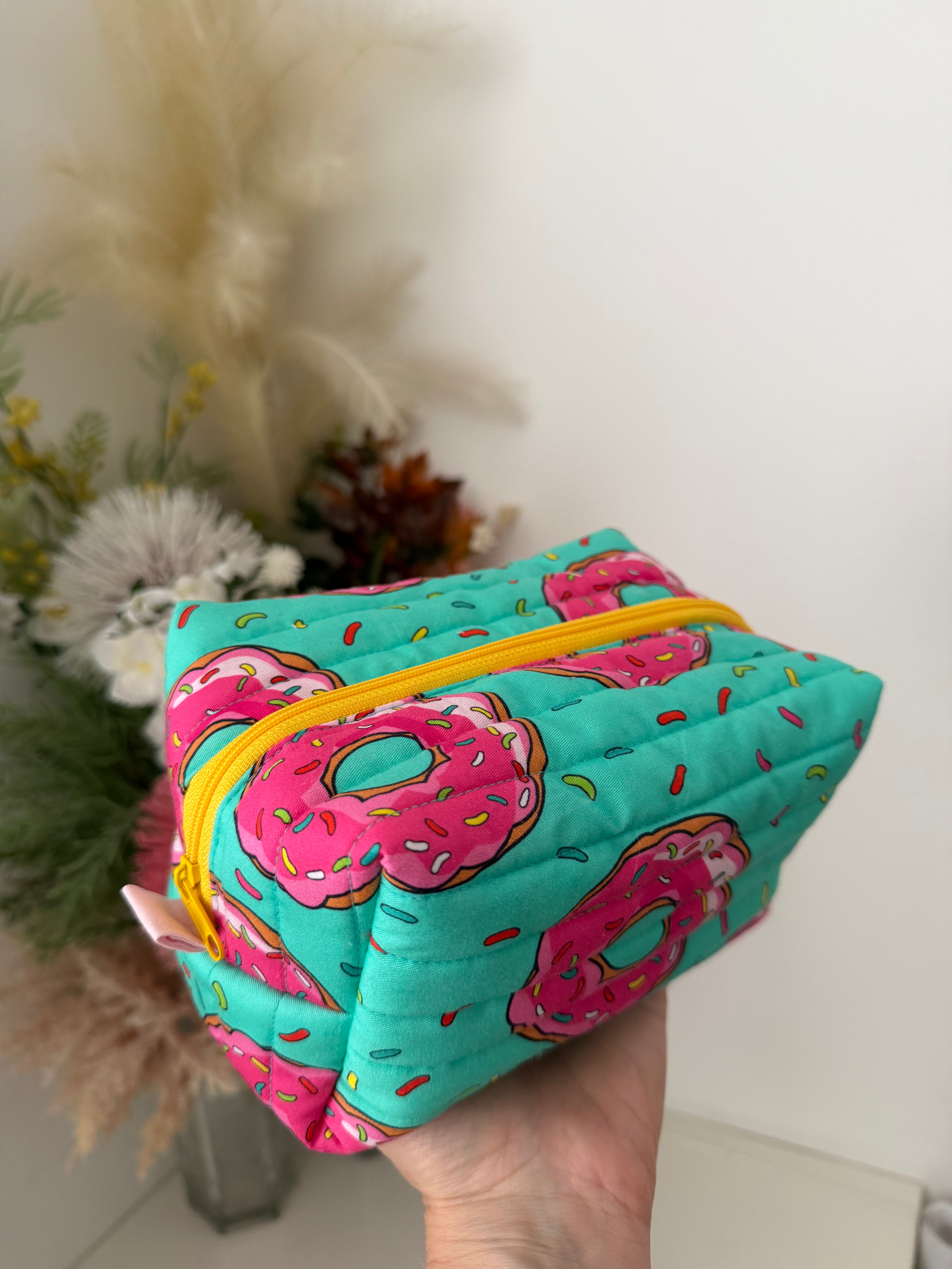 Boxy Zipper Pouch - Strawberry Donut