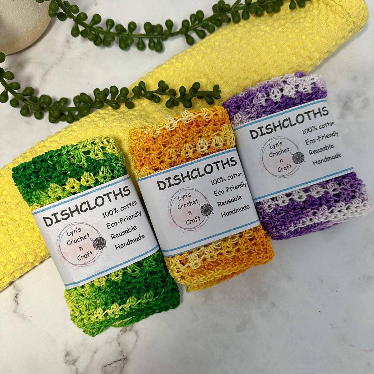 Handmade Crocheted Cotton Dishcloths – Reusable Kitchen Cloths