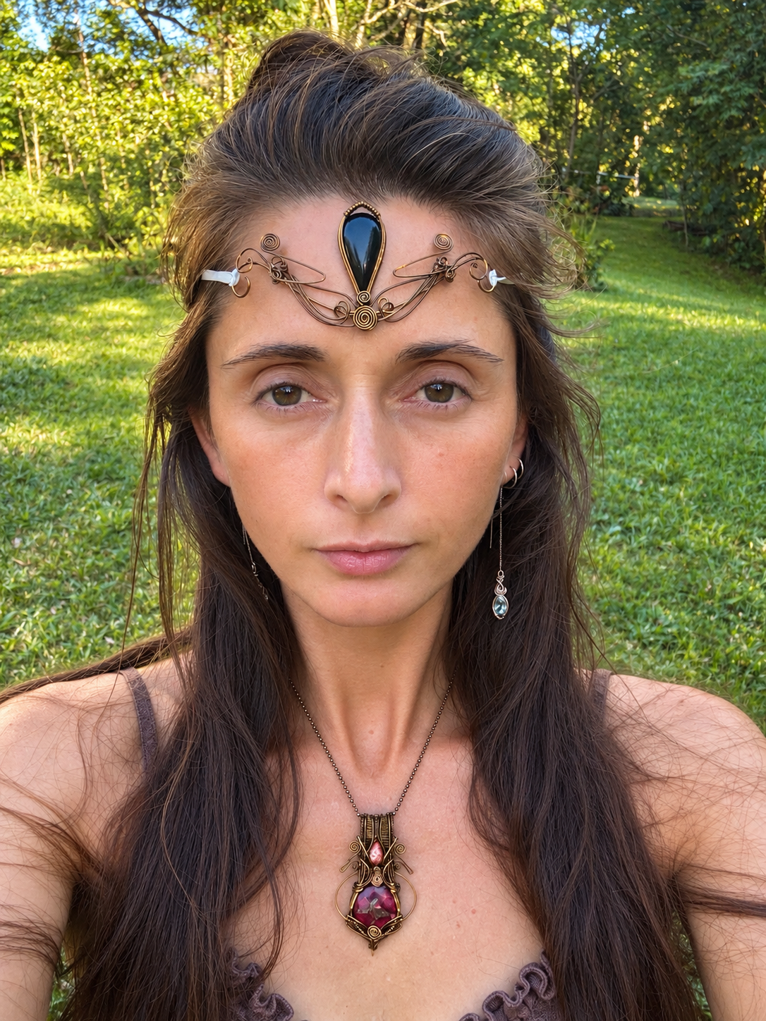 Black Onyx elven crystal crown tiara